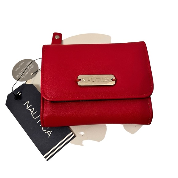 Nautica Red Wallet With RFID Blocking Protection NWT - Picture 1 of 3